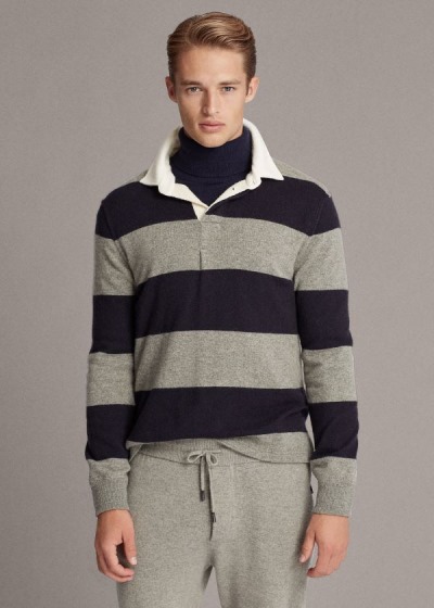 Ralph Lauren Striped Cashmere Rugby Striktrøje Herre Danmark (UBPRC0731)